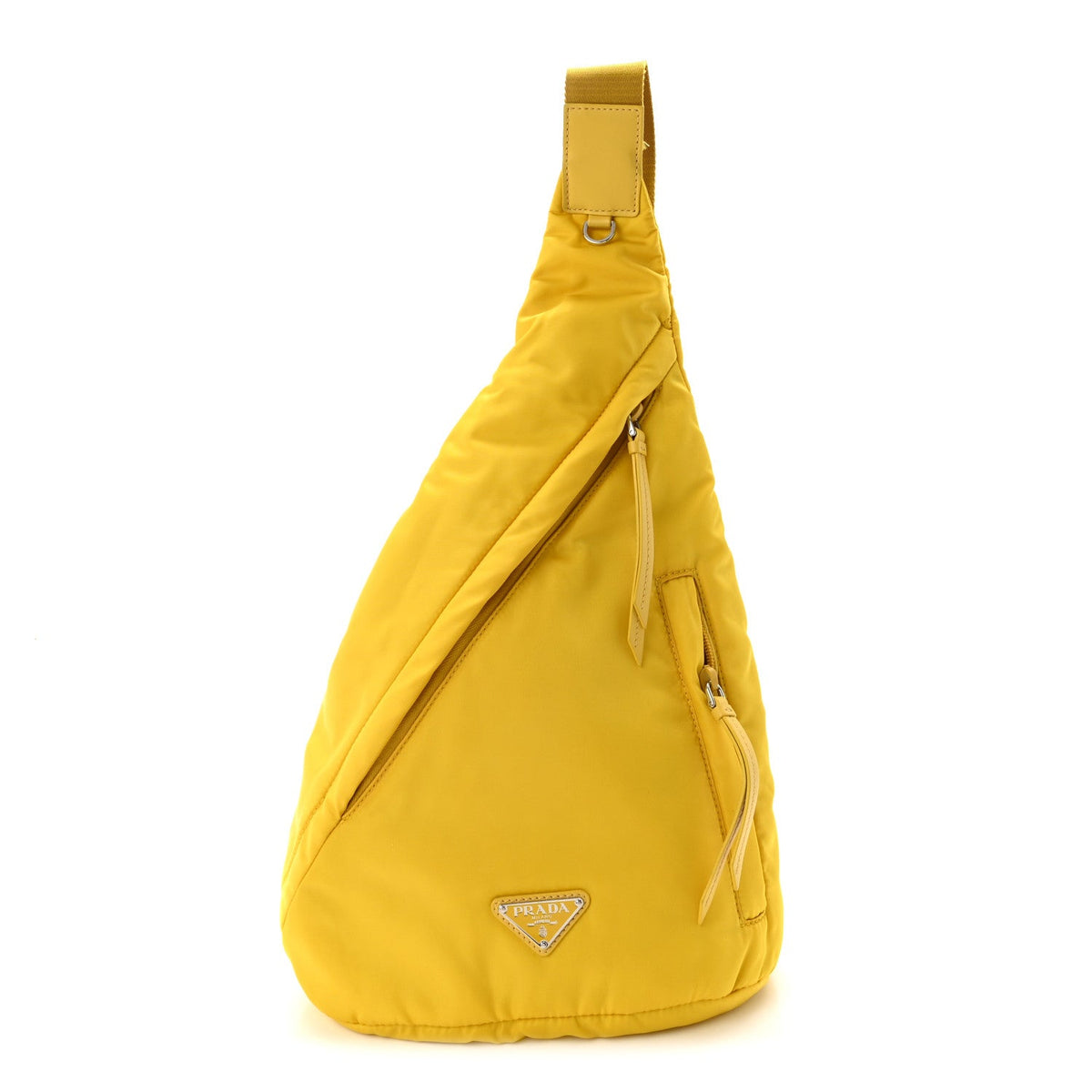 Re-Nylon Vitello Metal Triangle Logo Sling Backpack Giallo