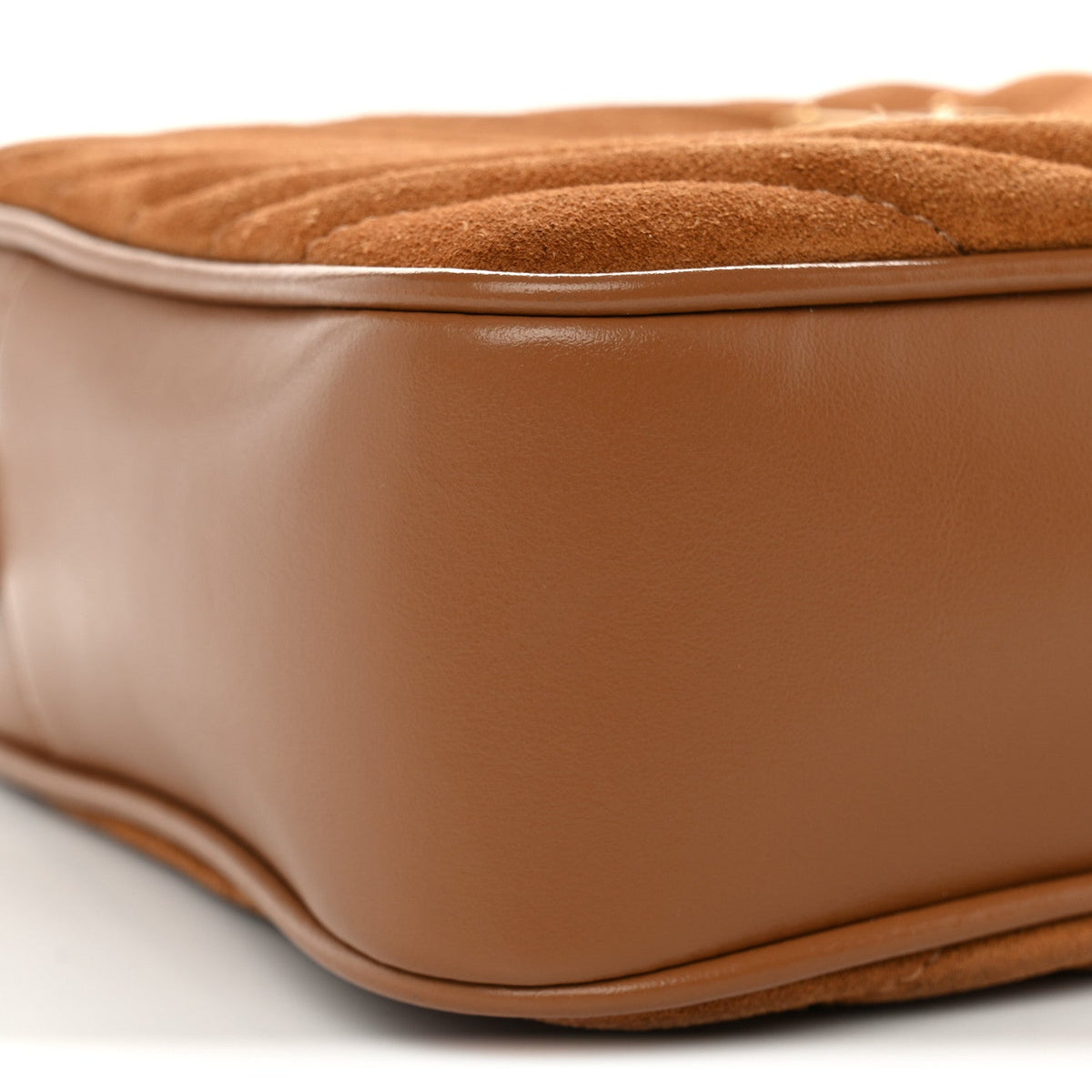 Suede Matelasse Monogram Lou Camera Bag Cinnamon