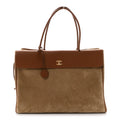 Grained Calfskin Suede Large Urban Essentials Shopping Bag Dark Beige Camel