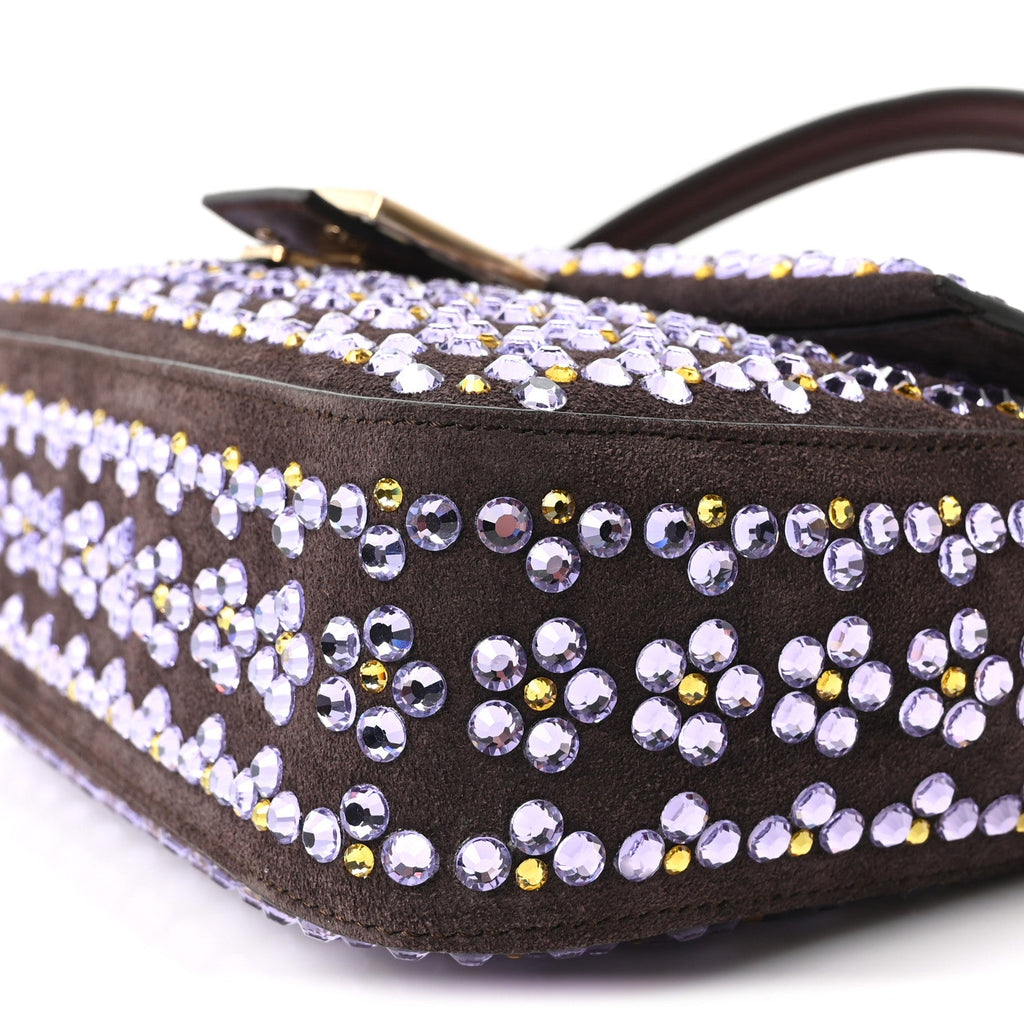Suede Blooming Crystal Floral Baguette Mogano Anemone
