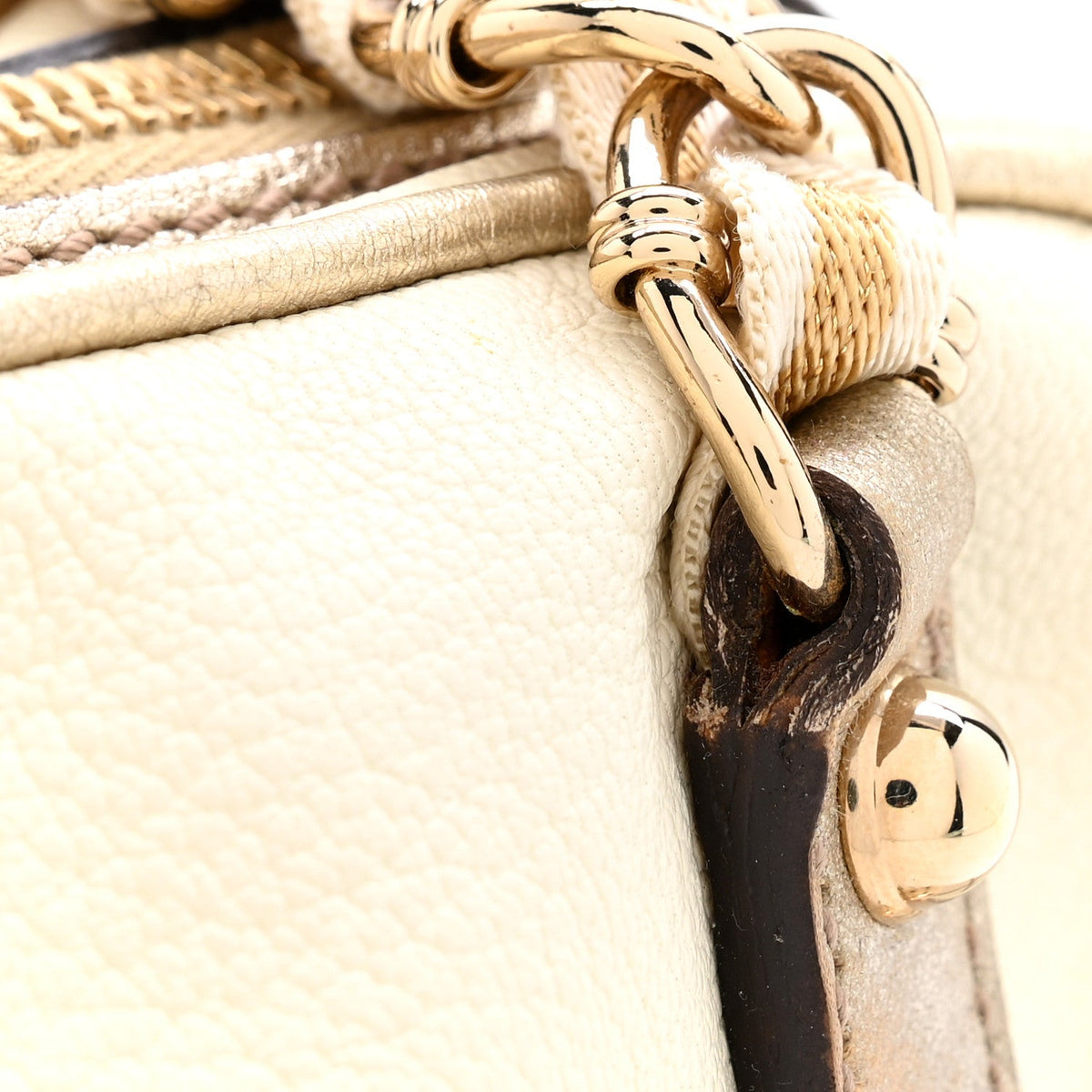 Goatskin Small Capri Bowler White Gold