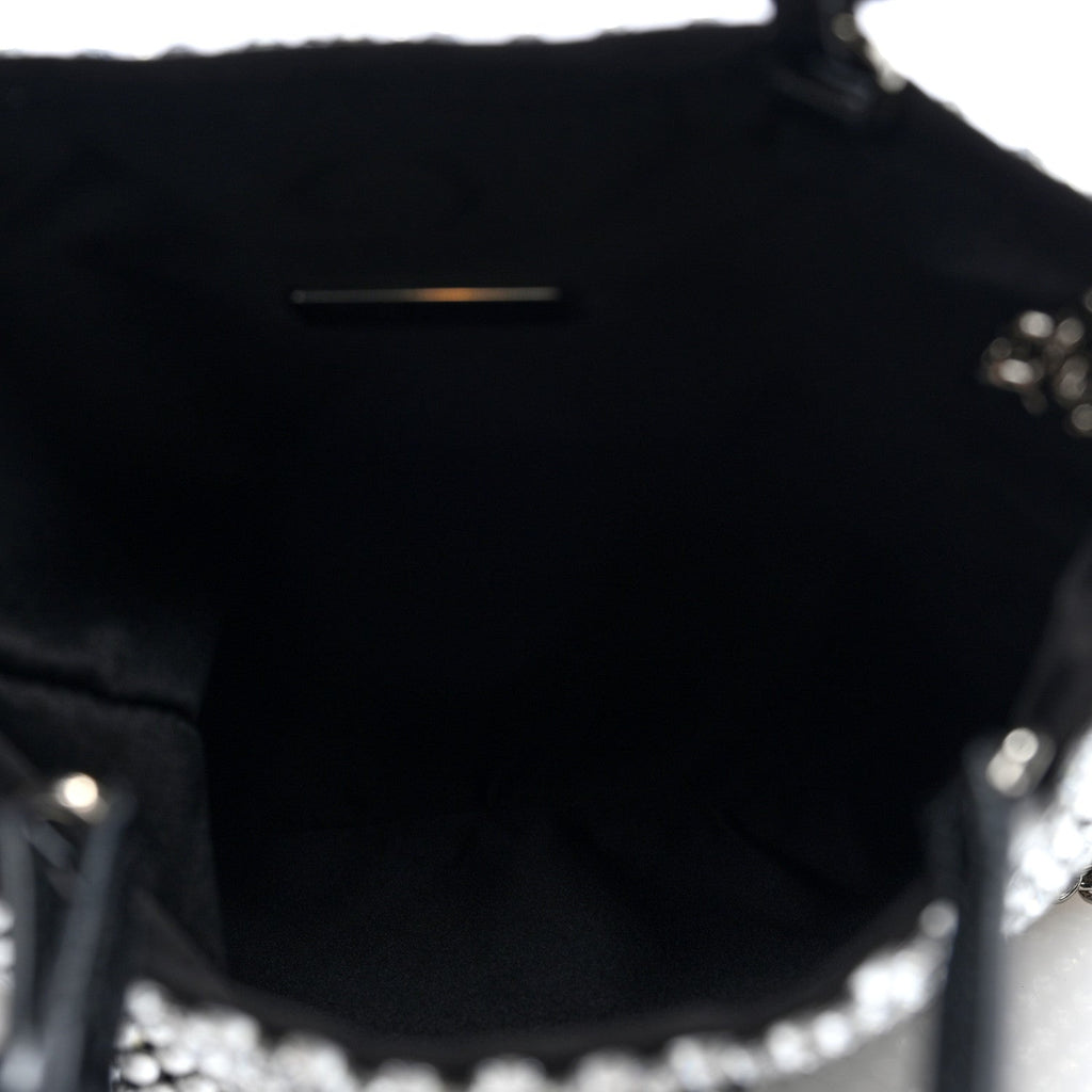 Satin Crystal Metal Triangle Logo Chain Crossbody Handbag Cristal