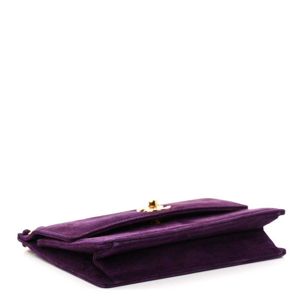 Suede CC Flap Clutch With Chain Purple