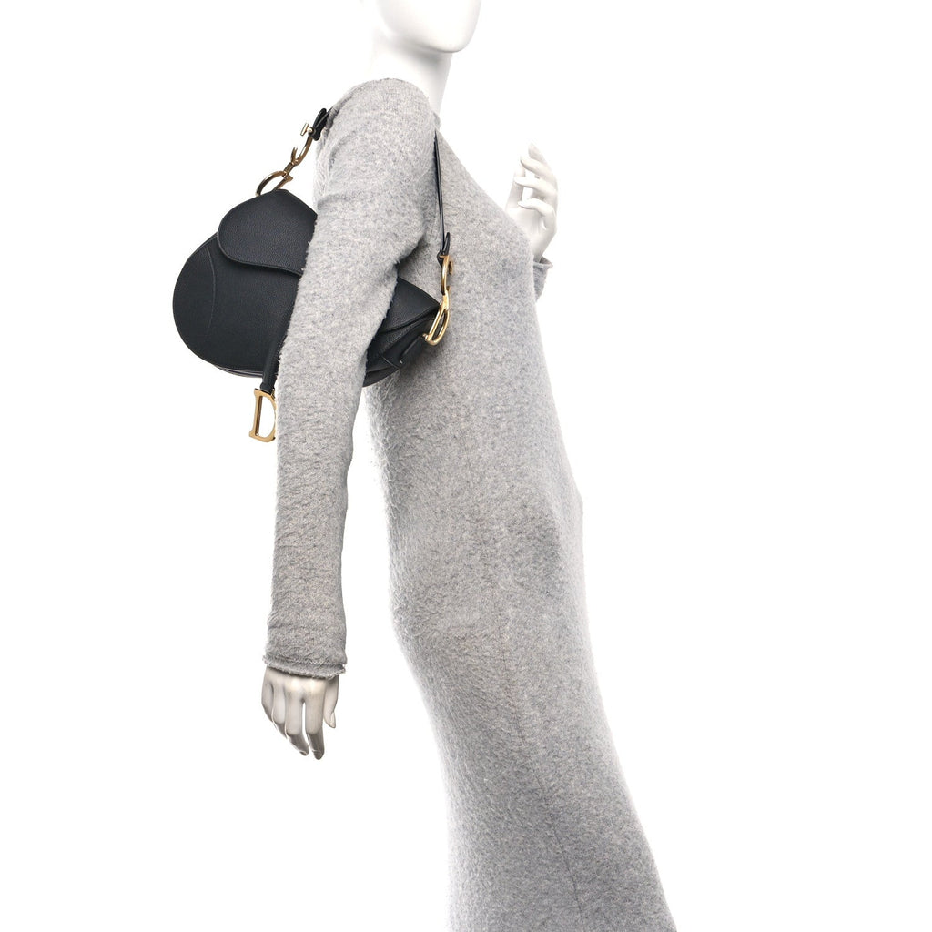 Grained Calfskin Saddle Bag Black