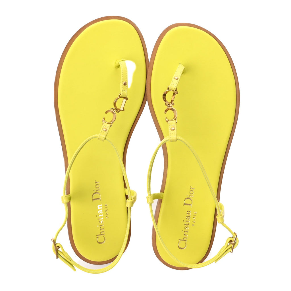 Calfskin C'est Dior Sandals 37 Yellow