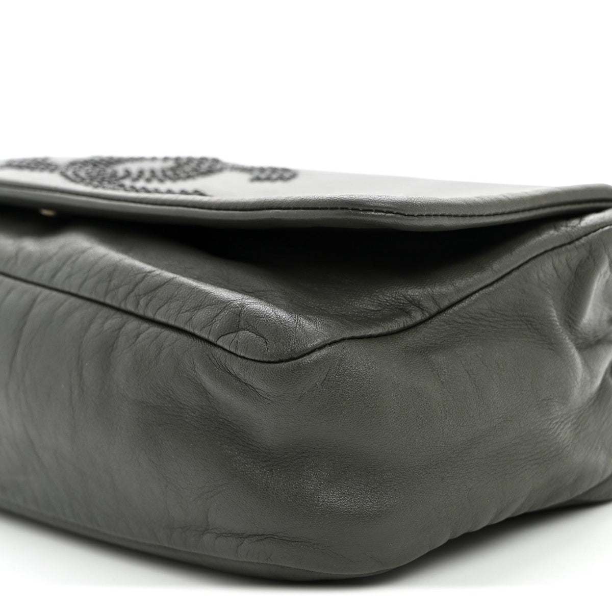 Lambskin Studded CC East West Flap Grey