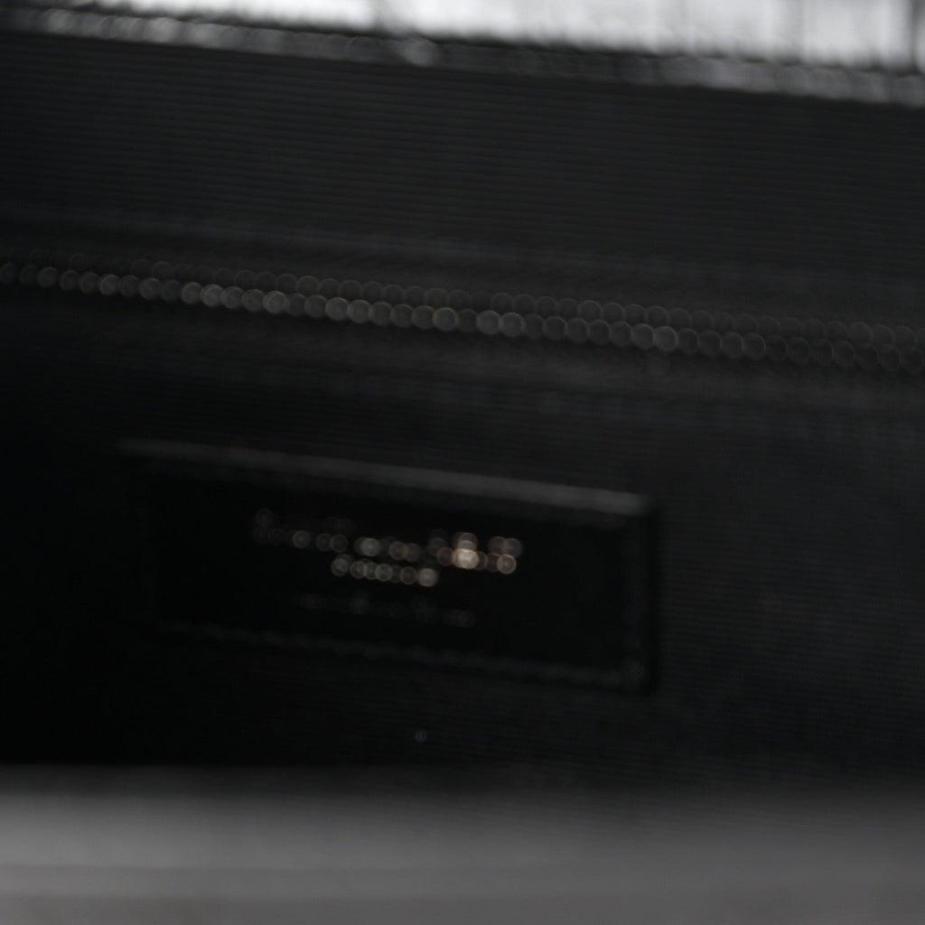 Calfskin Crocodile Embossed Monogram Large Satchel Black