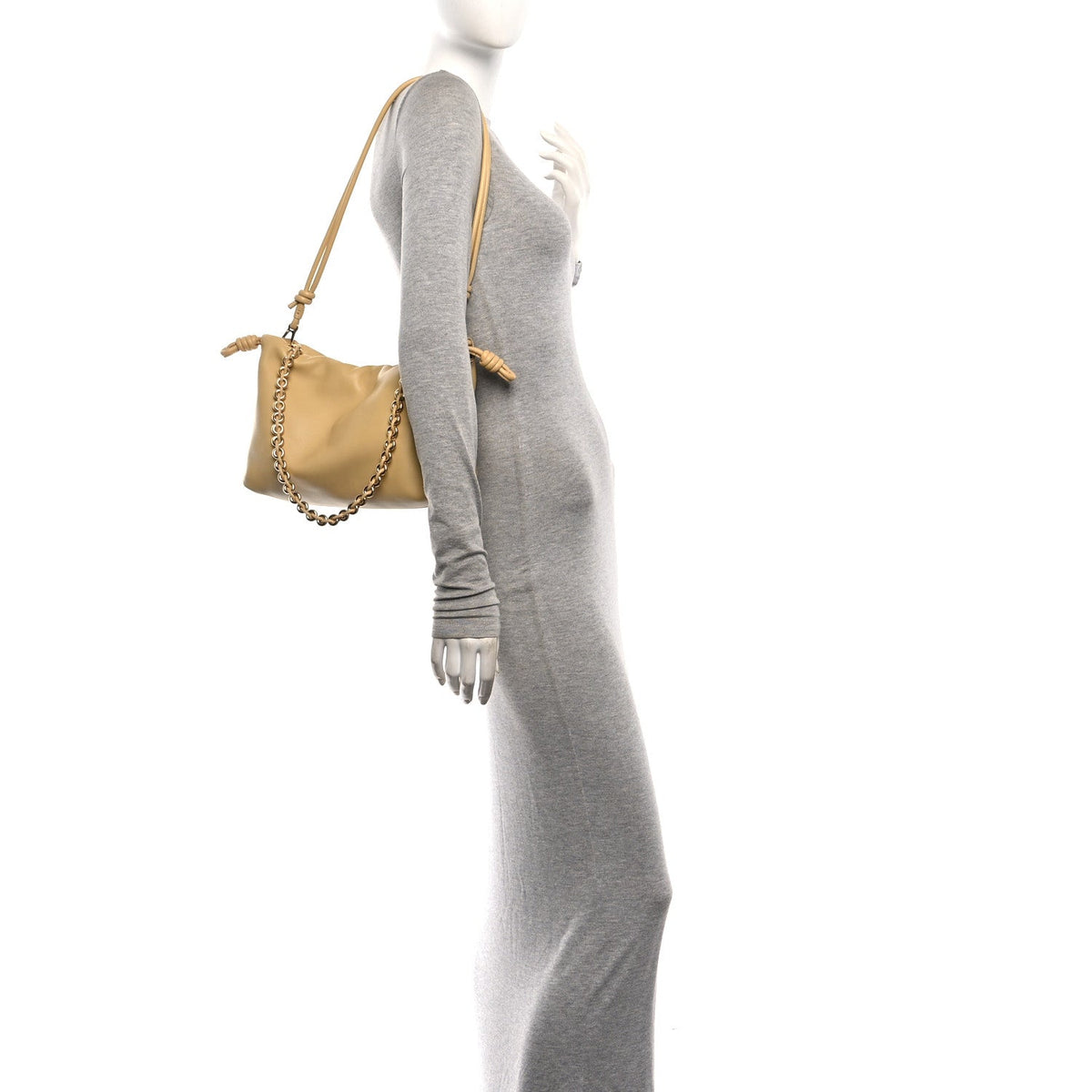 Mellow Nappa Medium Donut Chain Flamenco Knot Clutch Sahara