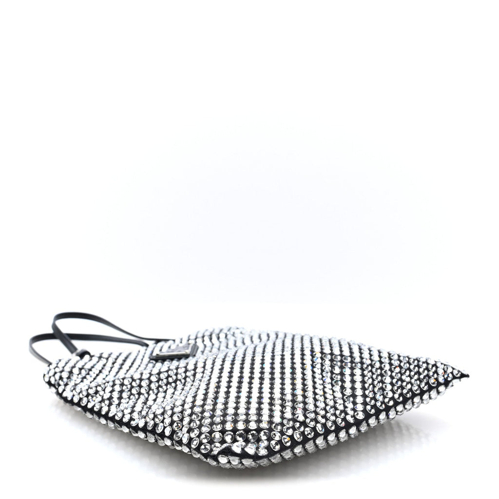 Satin Crystal Metal Triangle Logo Chain Crossbody Handbag Cristal