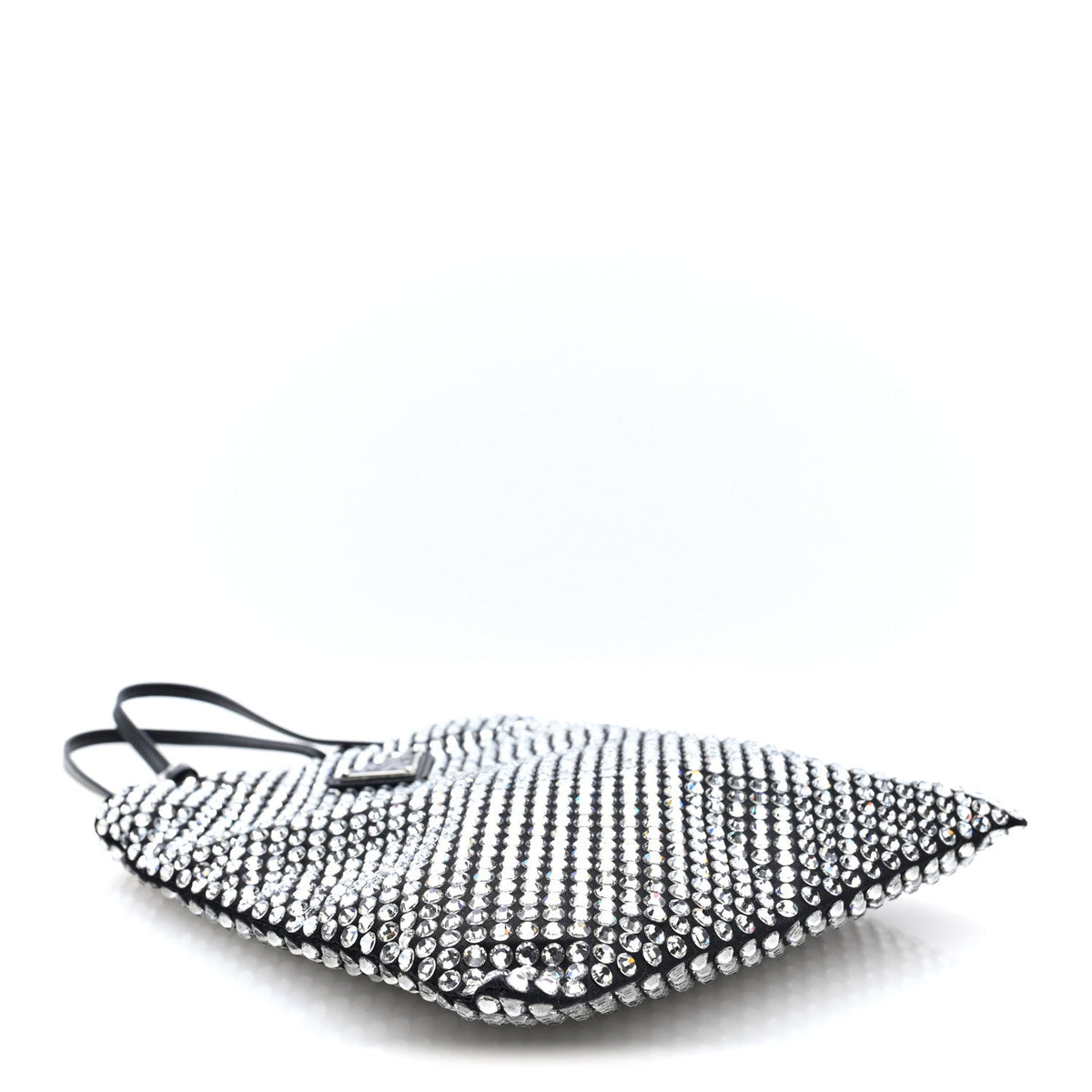 Satin Crystal Metal Triangle Logo Chain Crossbody Handbag Cristal