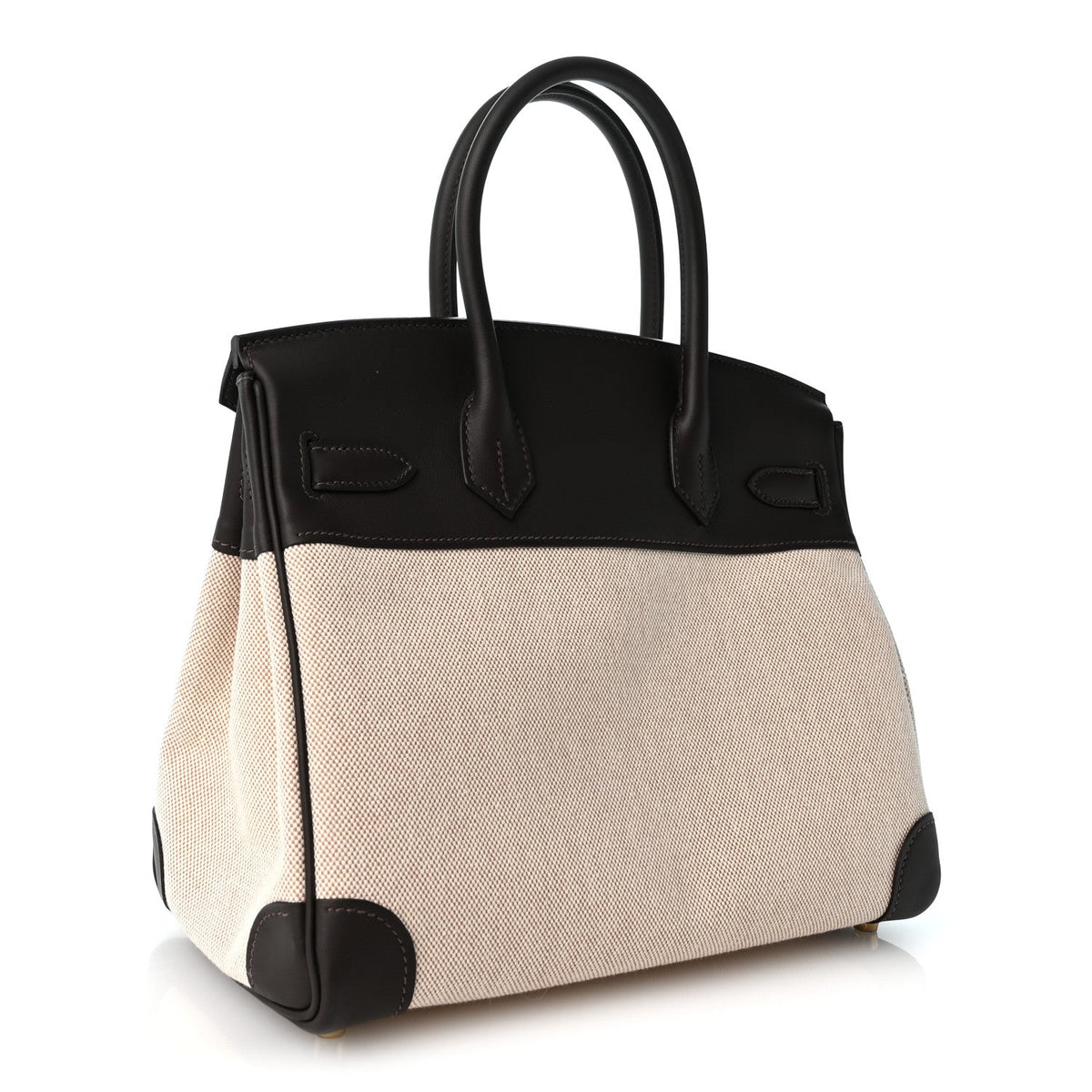 Toile H Swift Birkin 30  Ecru Bai Brun