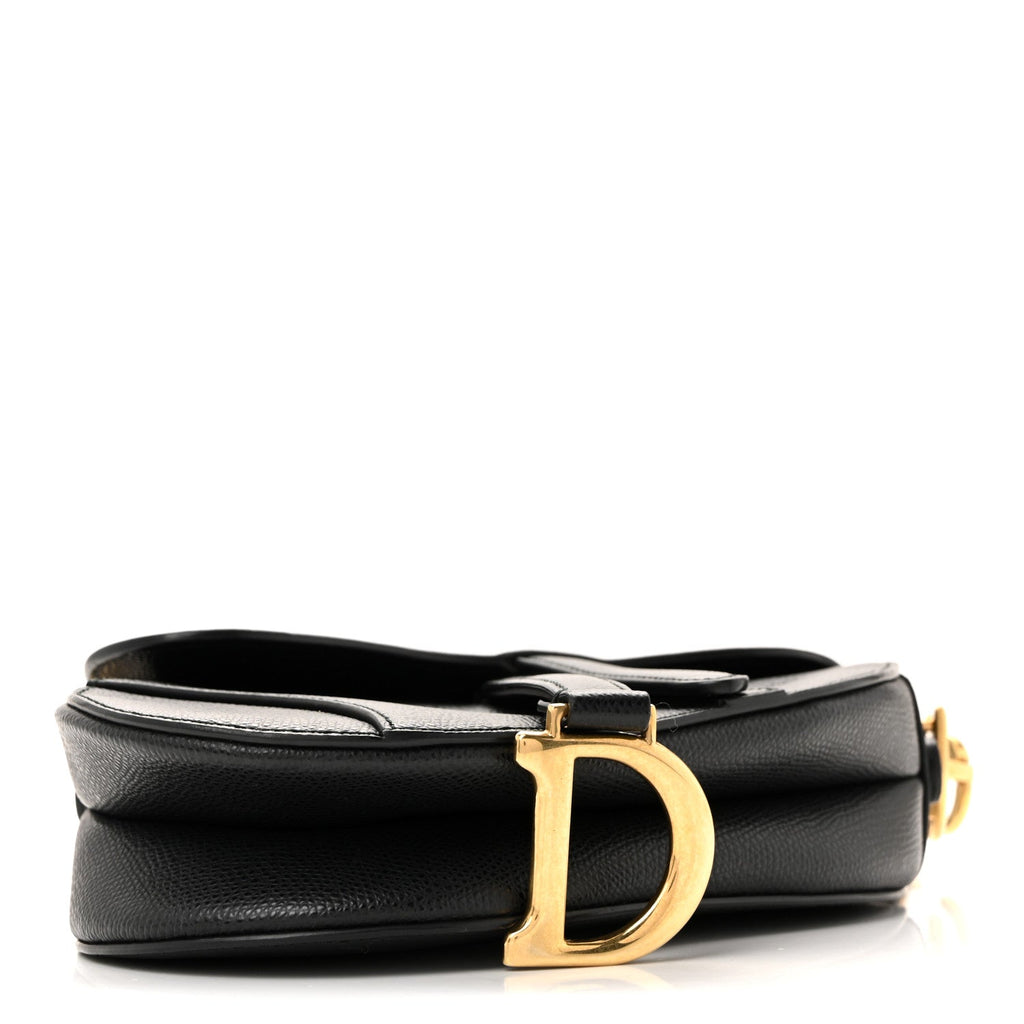 Grained Calfskin Mini Saddle Bag Black