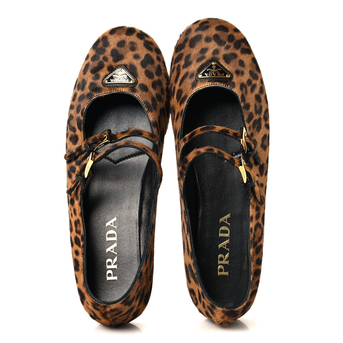 Calf Hair Leopard Print Ballerina Flats 36.5 Honey