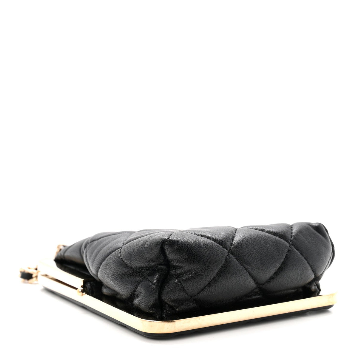 Lambskin Plexi Quilted CC Evening Clutch With Chain Black