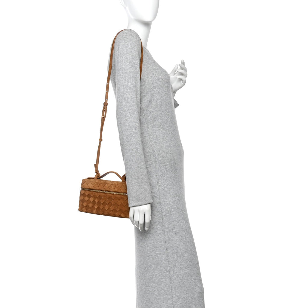 Suede Intrecciato Bang Bang Vanity Case Amber