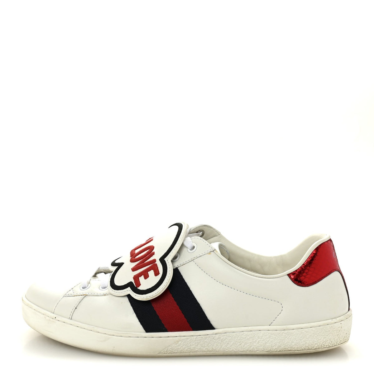 Calfskin Ayers Web Blind for Love Embroidered Mens Ace Sneakers 10 White