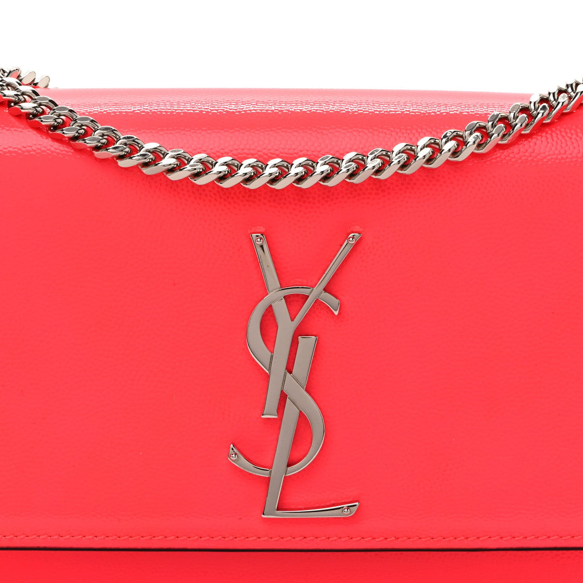 Patent Grain de Poudre Small Monogram Kate Satchel Neon Pink