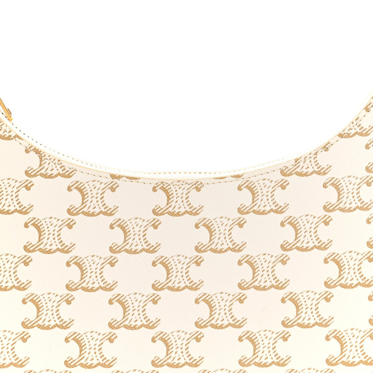 Canvas Calfskin Ava Triomphe Shoulder Bag White