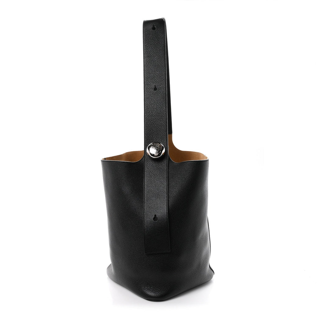 Soft Grained Calfskin Large Pebble Bucket Bag Black