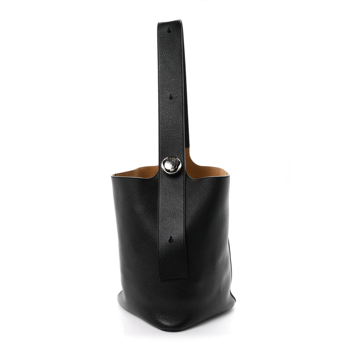 Soft Grained Calfskin Large Pebble Bucket Bag Black