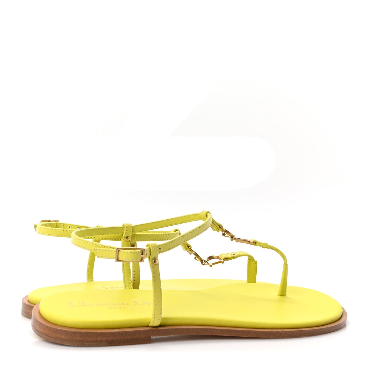Calfskin C'est Dior Sandals 37 Yellow