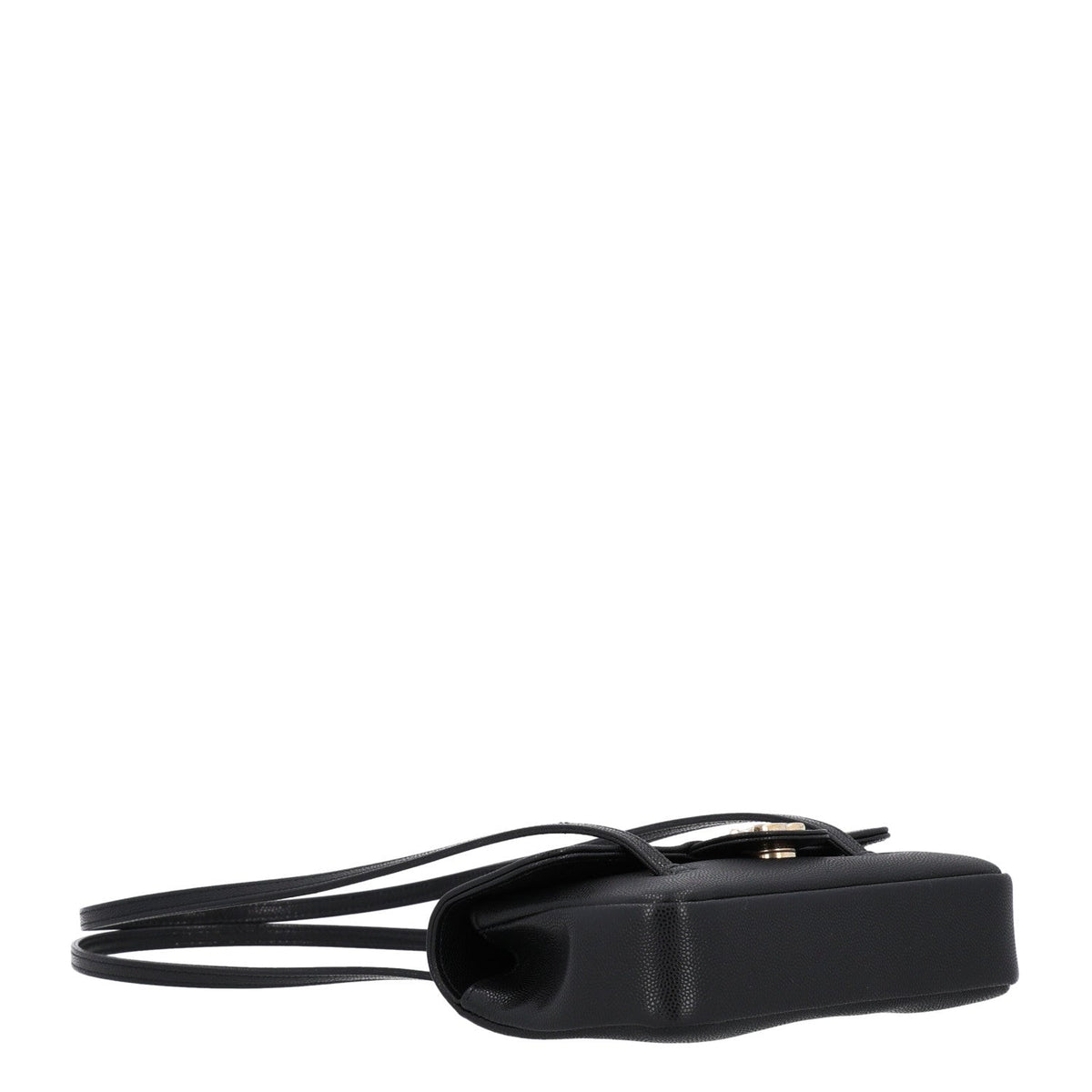 Shiny Caviar Mini Preppy Coco Shoulder Bag Black