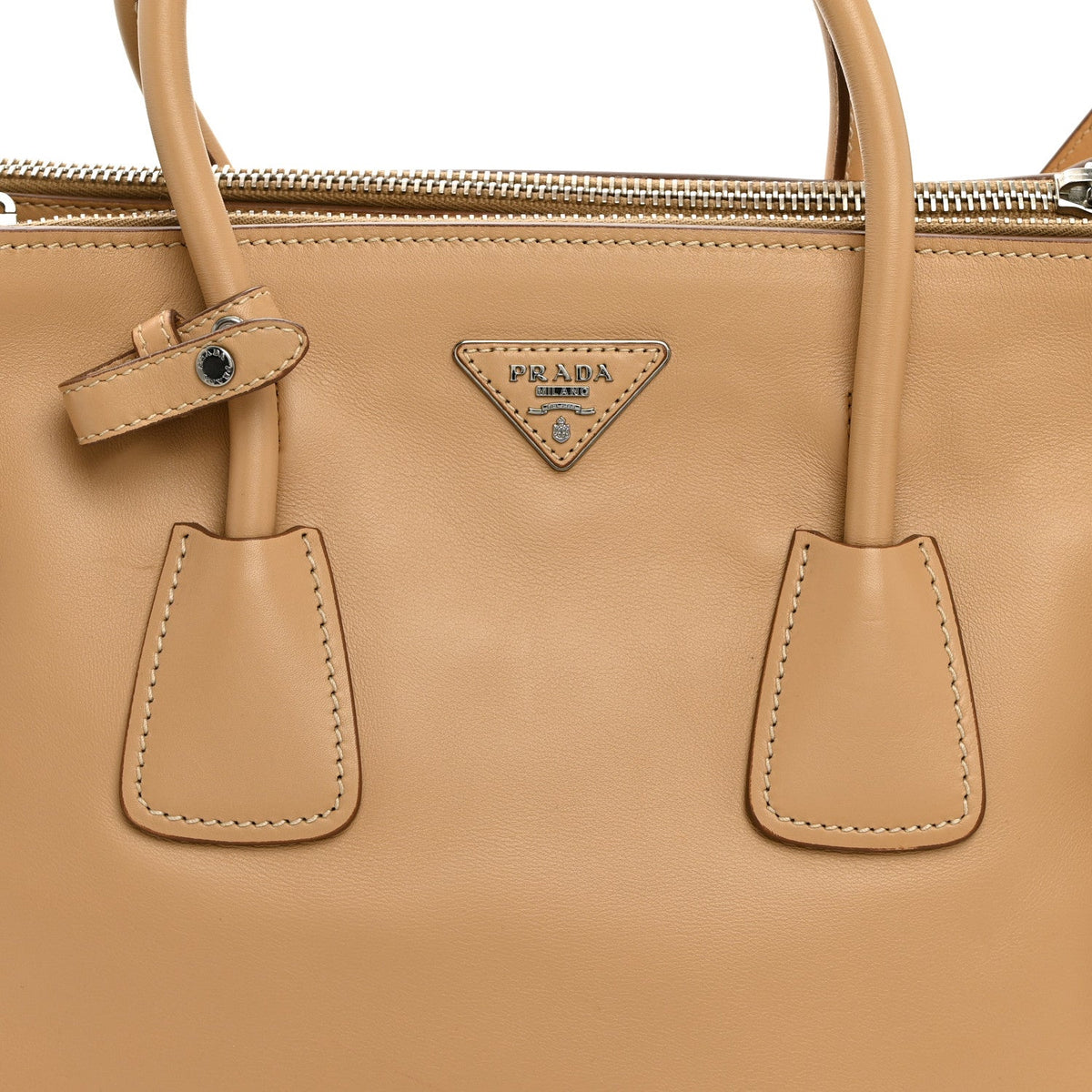 City Calf Twin Pocket Tote Noisette
