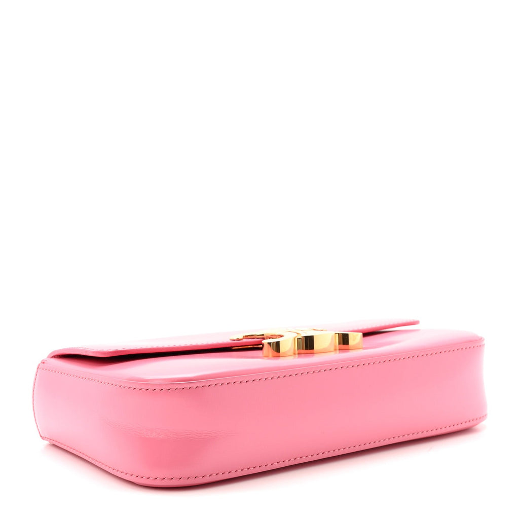 Shiny Calfskin Triomphe Chain Shoulder Bag Flamingo