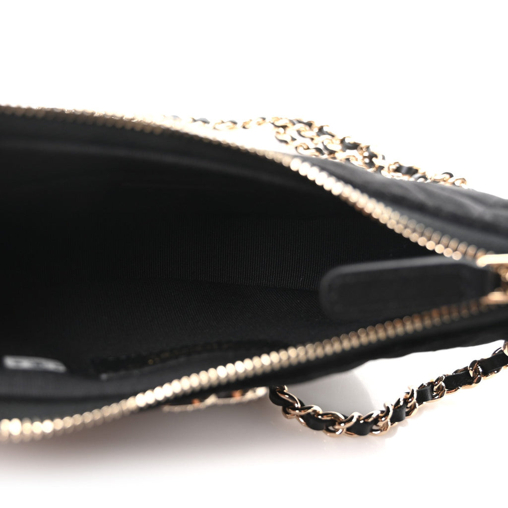 Velvet Crystal Quilted Chain Hobo Black