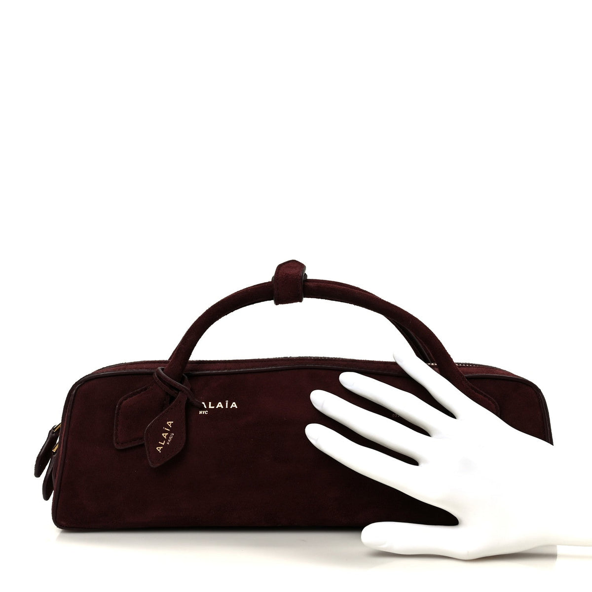 Suede Goatskin Le Teckel Clutch Rouge Grenat
