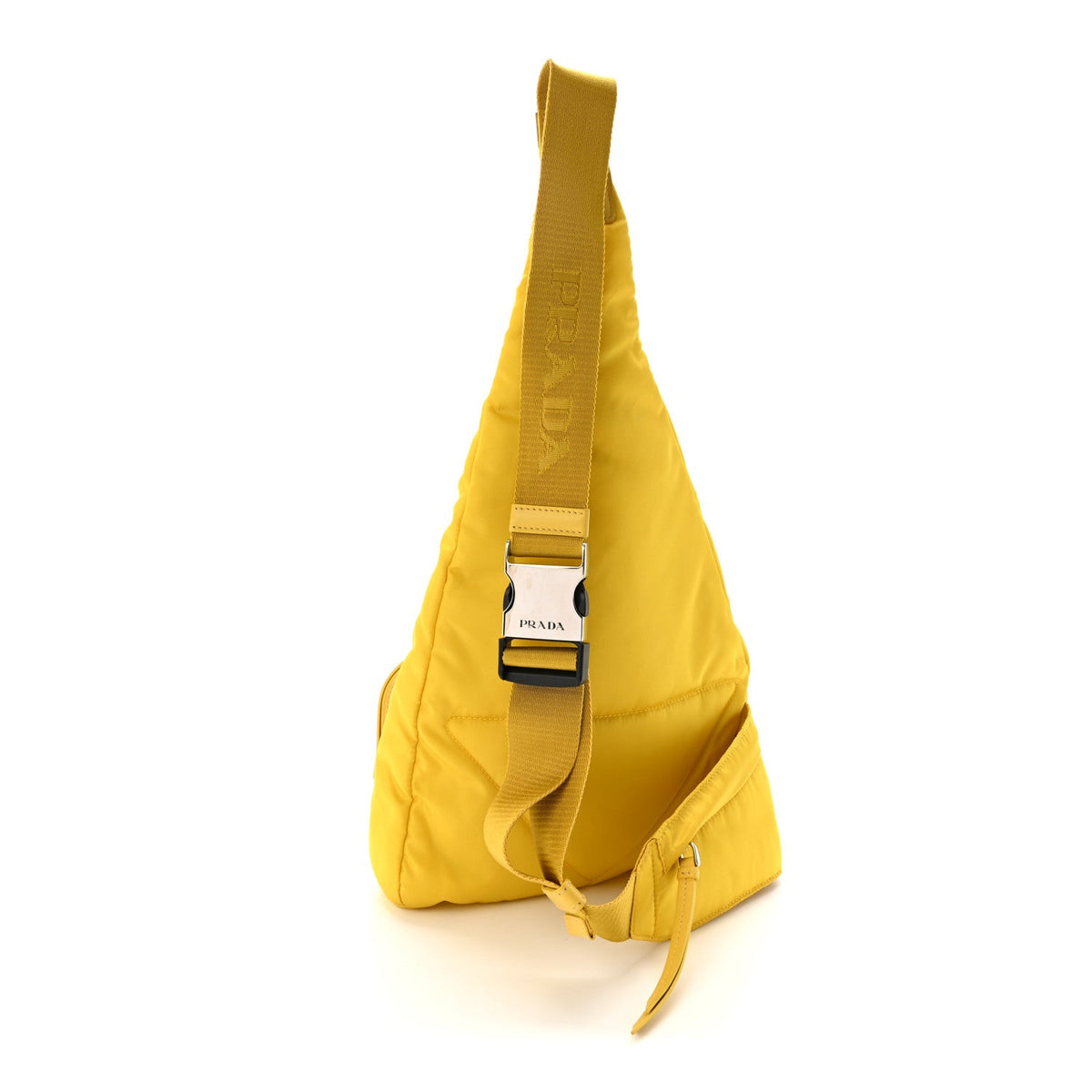 Re-Nylon Vitello Metal Triangle Logo Sling Backpack Giallo