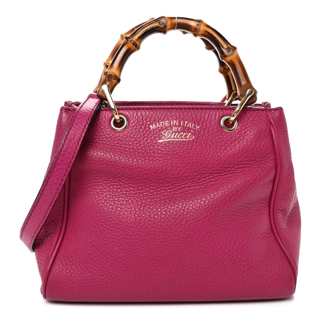Calfskin Mini Bamboo Shopper Tote Bright Bougainvillea