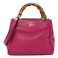 Calfskin Mini Bamboo Shopper Tote Bright Bougainvillea