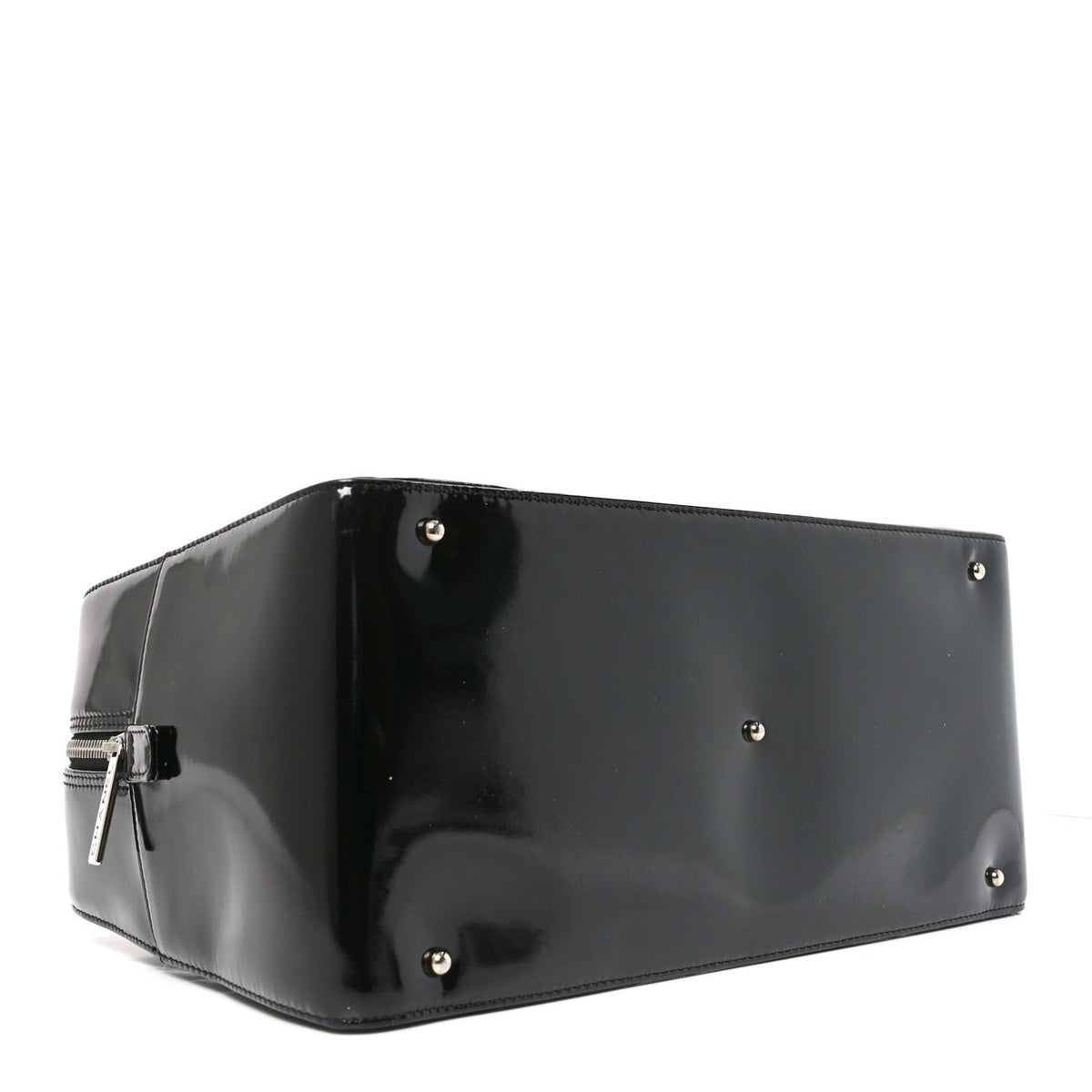 Patent Quilted Chocolate Bar Bowler Black