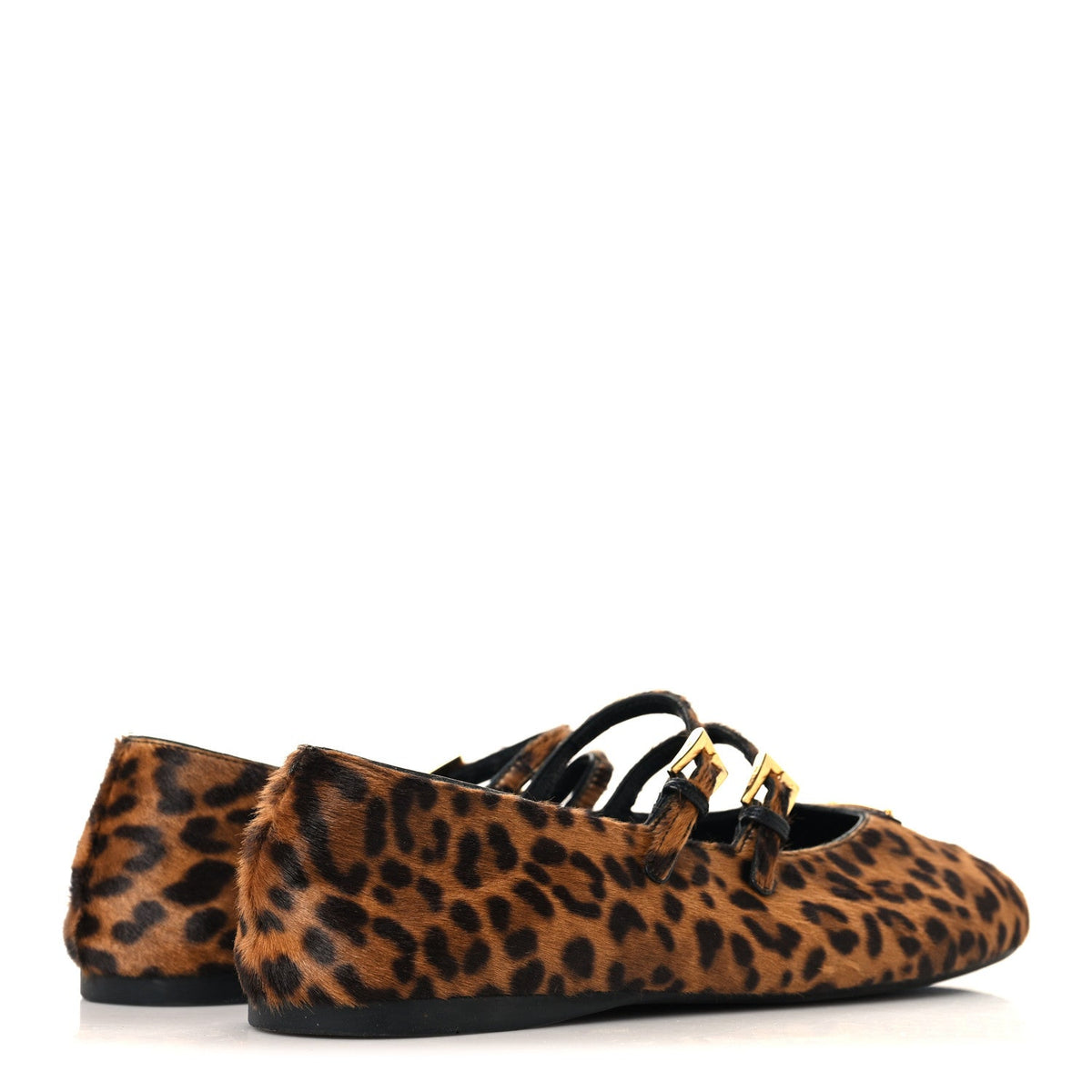 Calf Hair Leopard Print Ballerina Flats 36.5 Honey