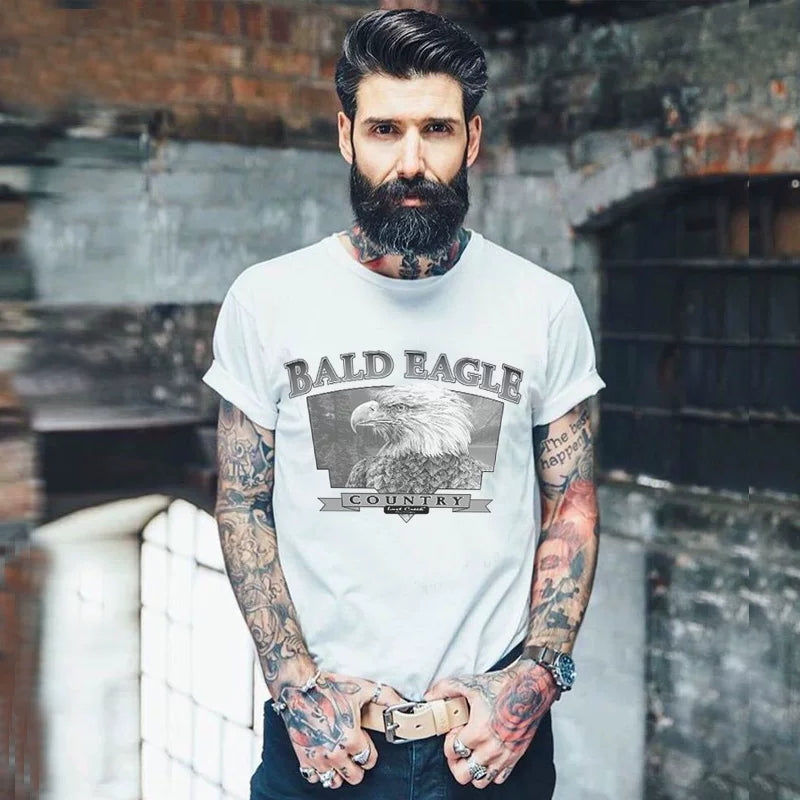 Men's fashion brand short sleeved T-shirt loose plus size American T-shirt summer youth print geometric pattern cotton short sleeved shirt