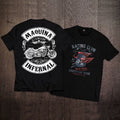 American style free and unrestrained heavy motorcycle t-shirt, tough guy skeleton rider, metal rock, Amikaji short sleeved shirt