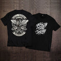 European and American trendy heavy metal rock band retro punk black short sleeved T-shirt motorcycle equipment loose print men