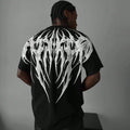 Men's T-shirt High Street Dark Design Back Wings Rock Band Printed American Heavy Cotton Men's Short Sleeve