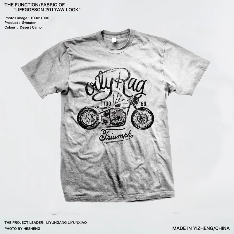 Amikaji American retro Japanese heavyweight pure cotton rock motorcycle T-shirt short sleeved men's European and American punk street TEE