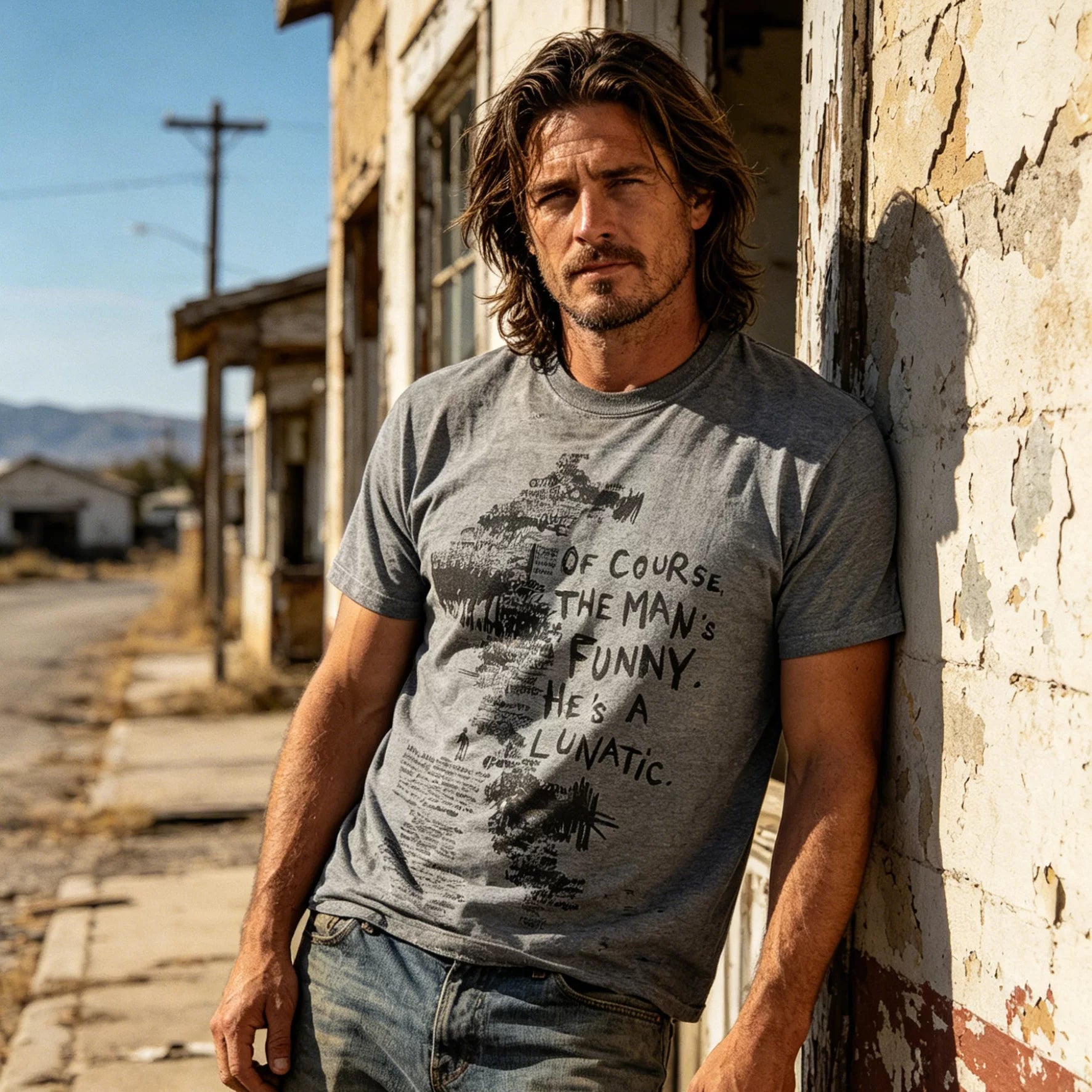American retro high street vintage short sleeved T-shirt for men with loose letter print, beggar with holes, washed and worn out