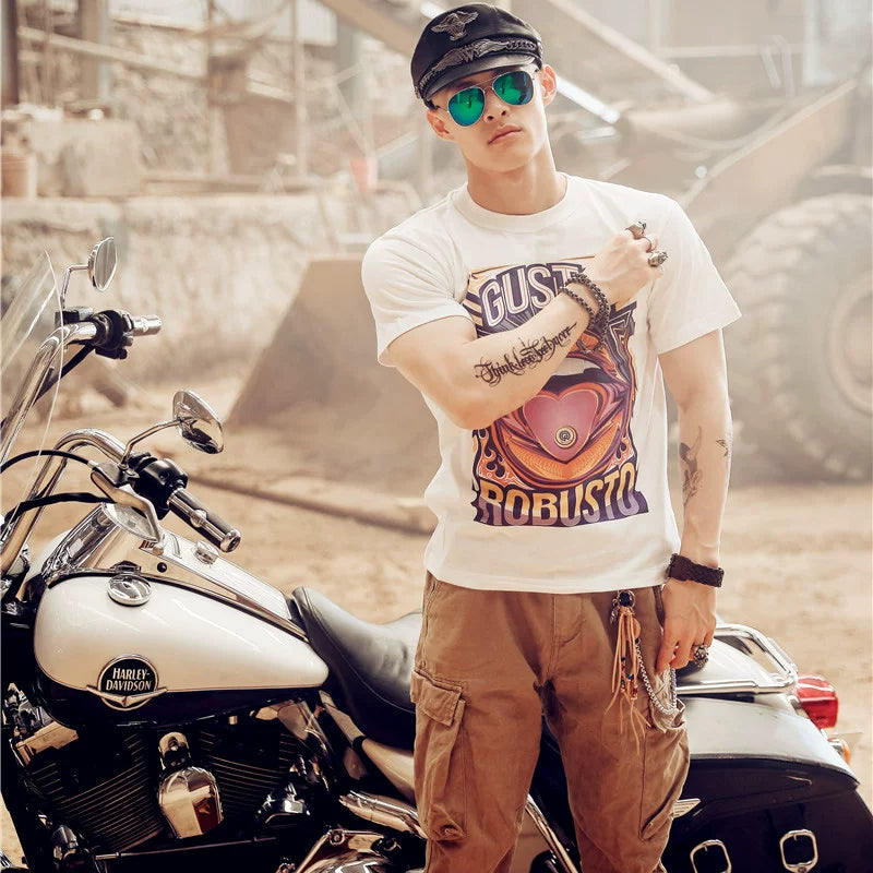 Fashion Trend Hip Hop Rock Undead Big Tongue Original Design Heavy Metal American Street Trendy Brand Short Sleeve T-shirt