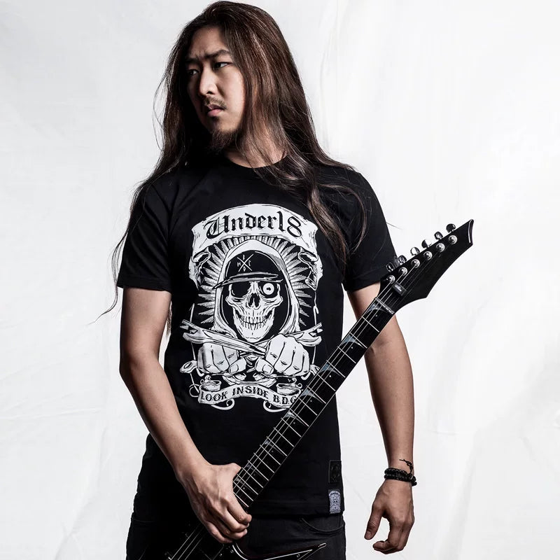 European and American fashion brands, personalized street tough guy, Thai skull, short sleeved mmj, rock punk, hip-hop, skateboard, t-shirt, men's fashion