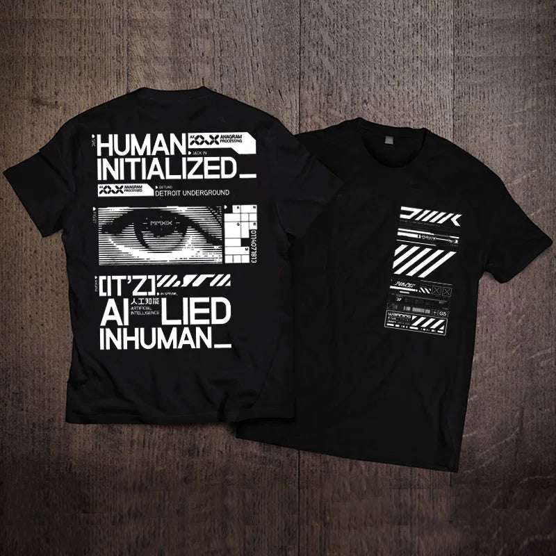 Futurist Cyber Punk original design functional style short sleeved T-shirt trendy high street men