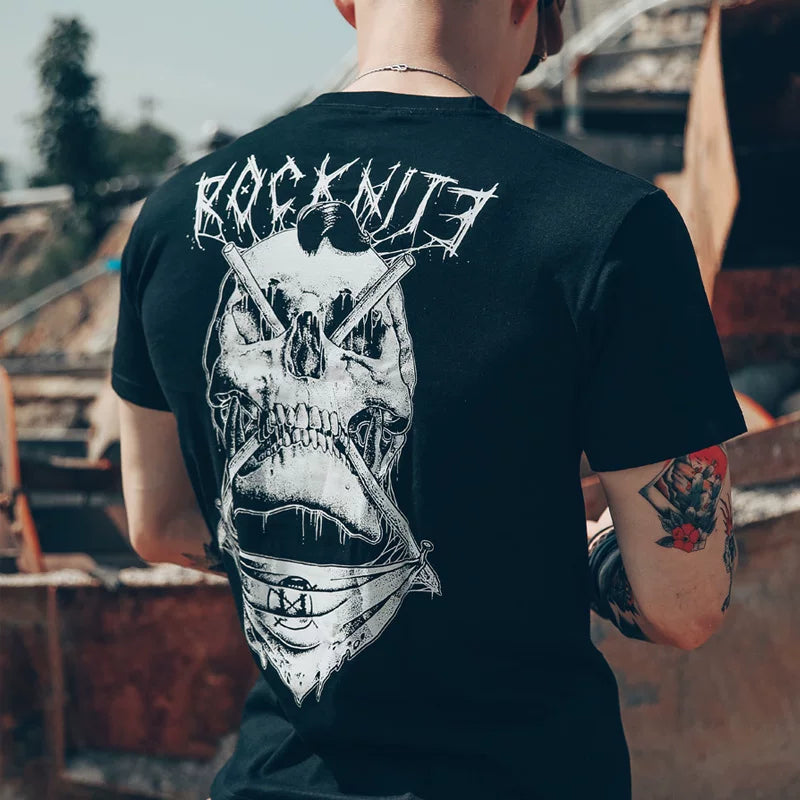 European and American high street dark fashion brand, skull T-shirt, punk rock band, short sleeved, heavy cotton motorcycle style