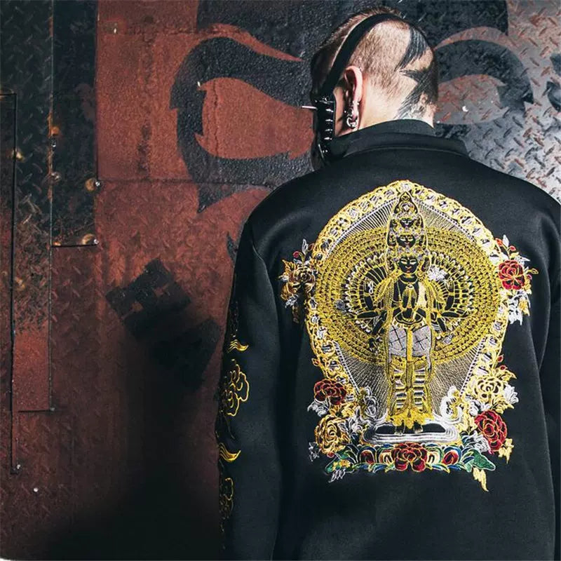 Original Design Trendy Brand Chinese Style Ethnic Style Embroidery Antique Yokosuka Space Cotton Solitary Coat Hoodie for Men