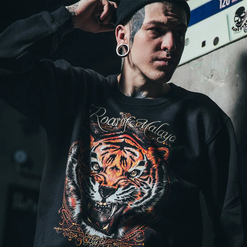 European and American high street dark fashion brand tiger head street hip-hop non mainstream Yu Wenle Edison Chen plus size hoodie trendy man