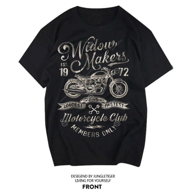 Amikaji American retro Japanese heavyweight pure cotton rock motorcycle T-shirt short sleeved men's European and American punk street TEE