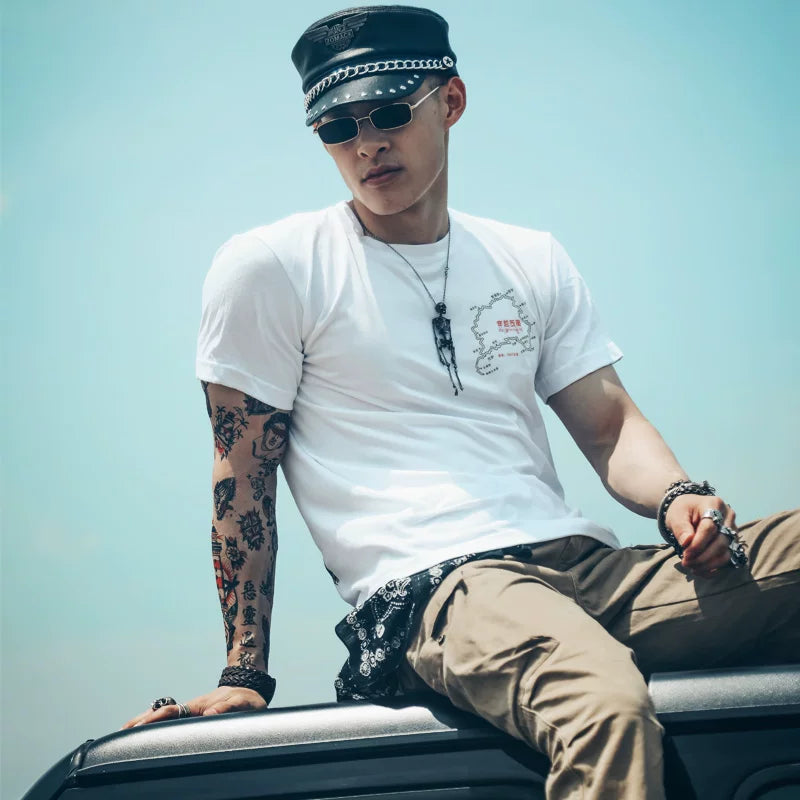 European American punk fashion brand men's short sleeved t-shirt street loose cross-country four-wheel drive self driving Xizang outdoor jeep overbearing