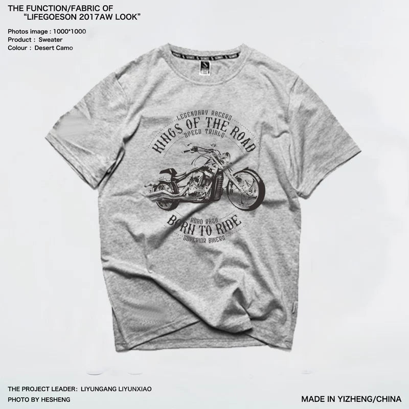 Amikaji American retro Japanese heavyweight pure cotton rock motorcycle T-shirt short sleeved men's European and American punk street TEE